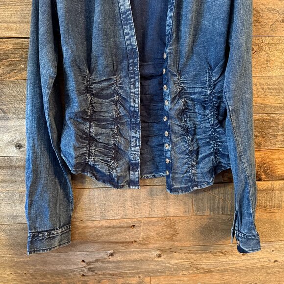 Pilcro Ruched Denim Blouse in XS NWT - Picture 6 of 8